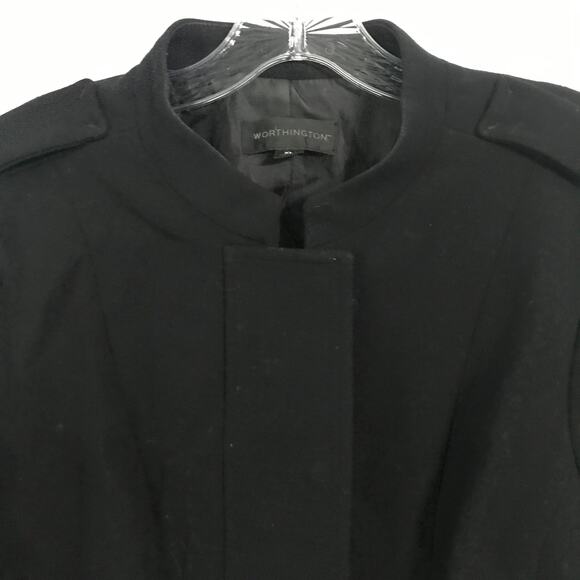 Worthington Jacket Size XL Womens Black Military Peplum Peter Pan Collar Lined - Picture 4 of 8